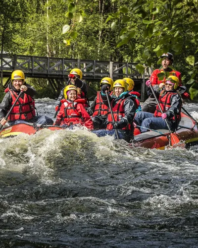 River rafting fun for families in Ruka, Lapland